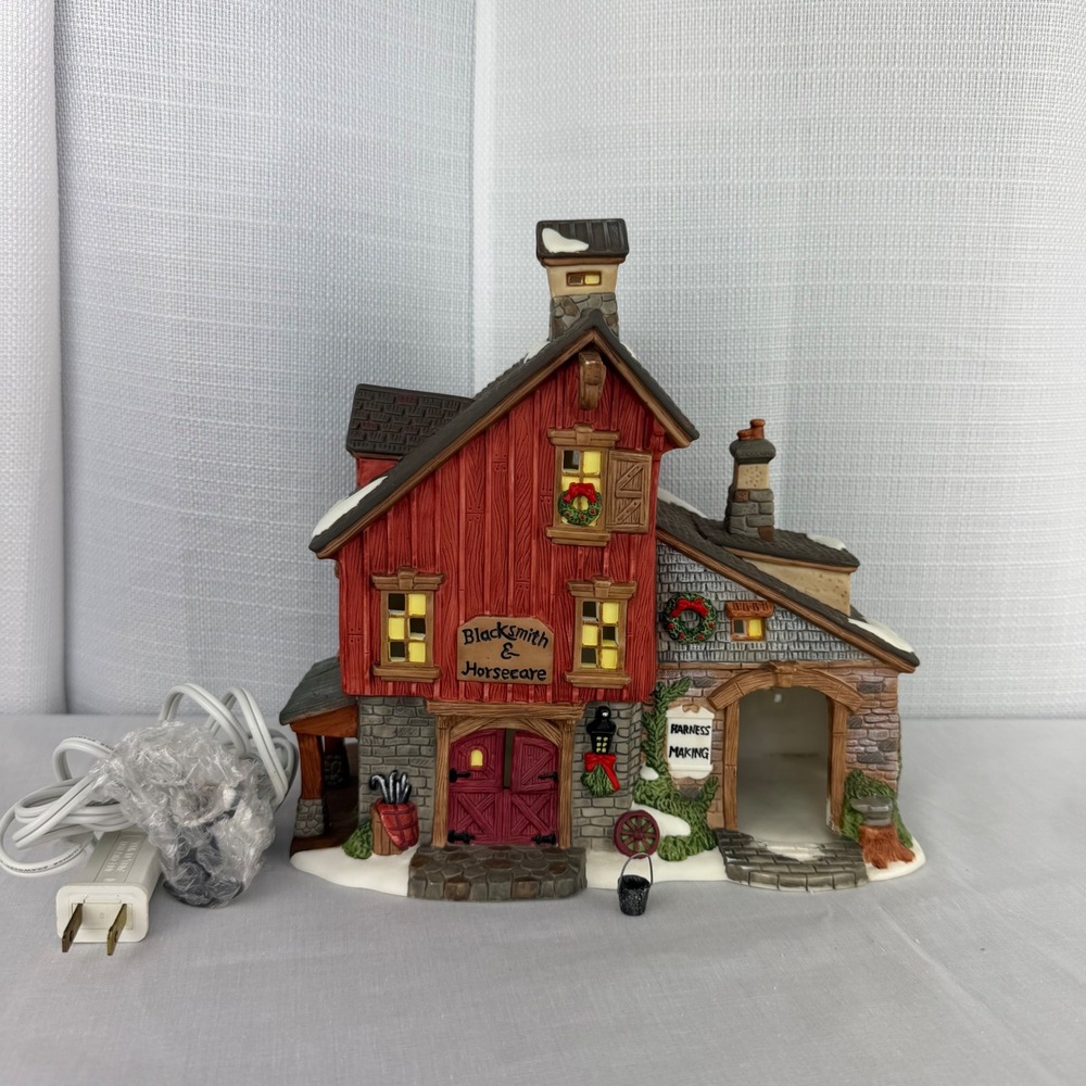 VTG Holiday Time Lighted Christmas Village Blacksmith